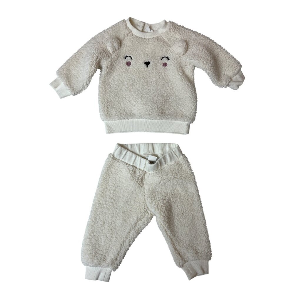 H&M Baby Bear Fleece Sweatshirt & Pants Set Size 6M
